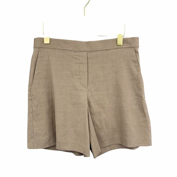 Theory NWT Harsbie High Waisted Soft Stretchy Tan Linen Shorts - Picture 1 of 7